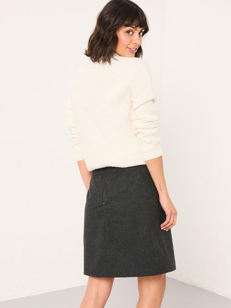 Fat Face Jess Charcoal Grey Tweed Skirt
