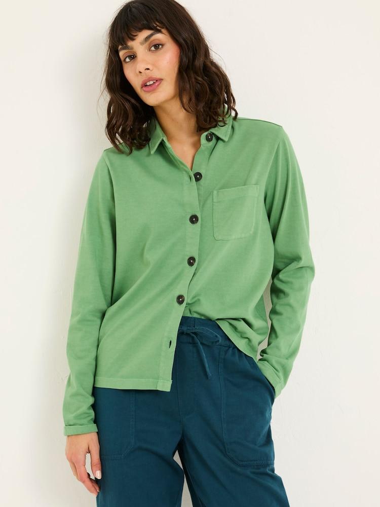 Fat Face Jess Green 100% Cotton Jersey Shirt