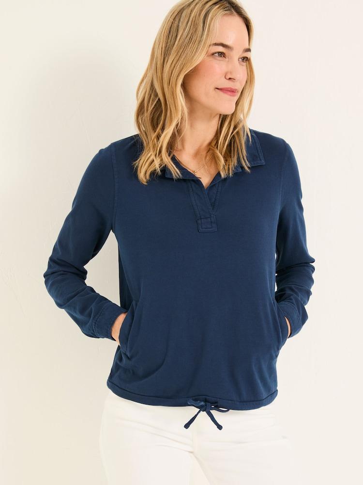 Fat Face Jess Navy Popover Jersey Shirt