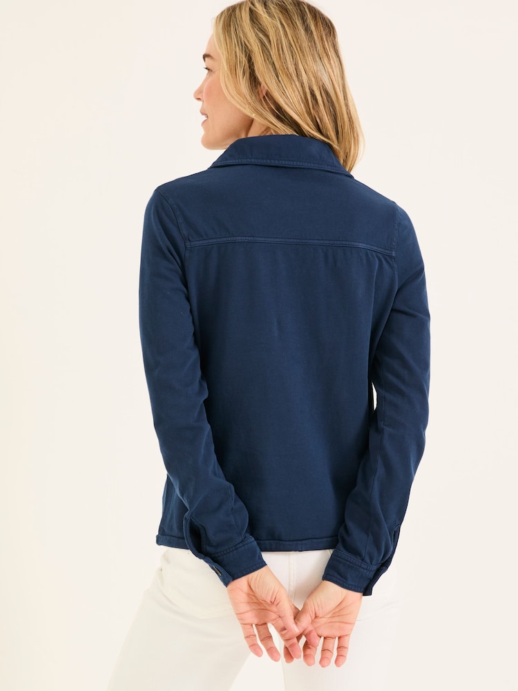 Fat Face Jess Navy Popover Jersey Shirt