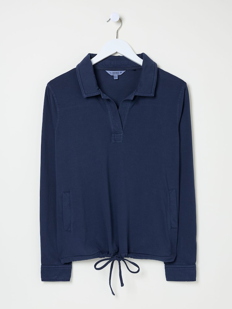 fat face Jess Navy Popover Jersey Shirt