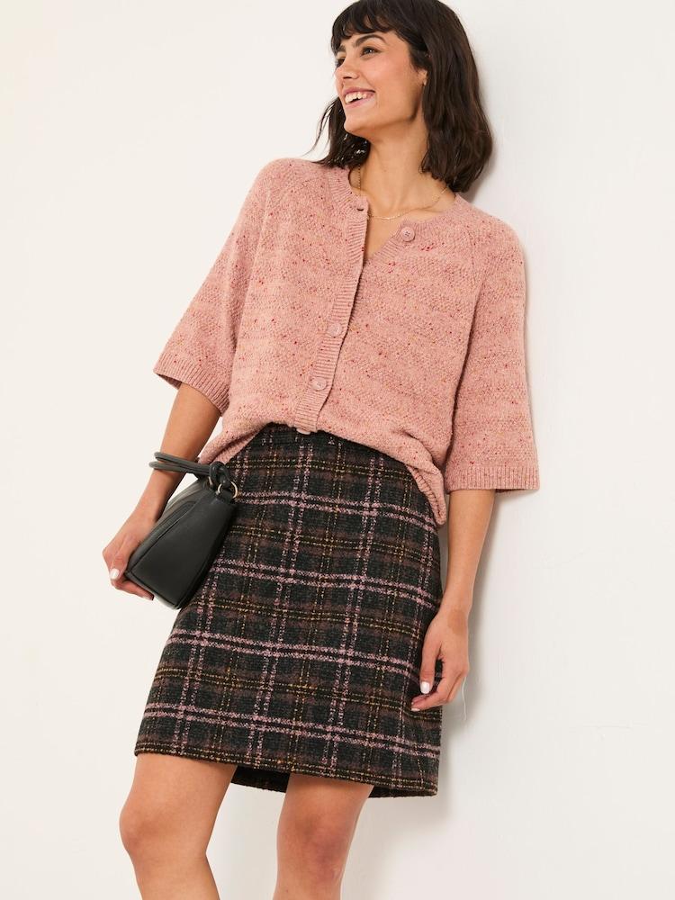 Fat Face Jess Navy Tweed Skirt
