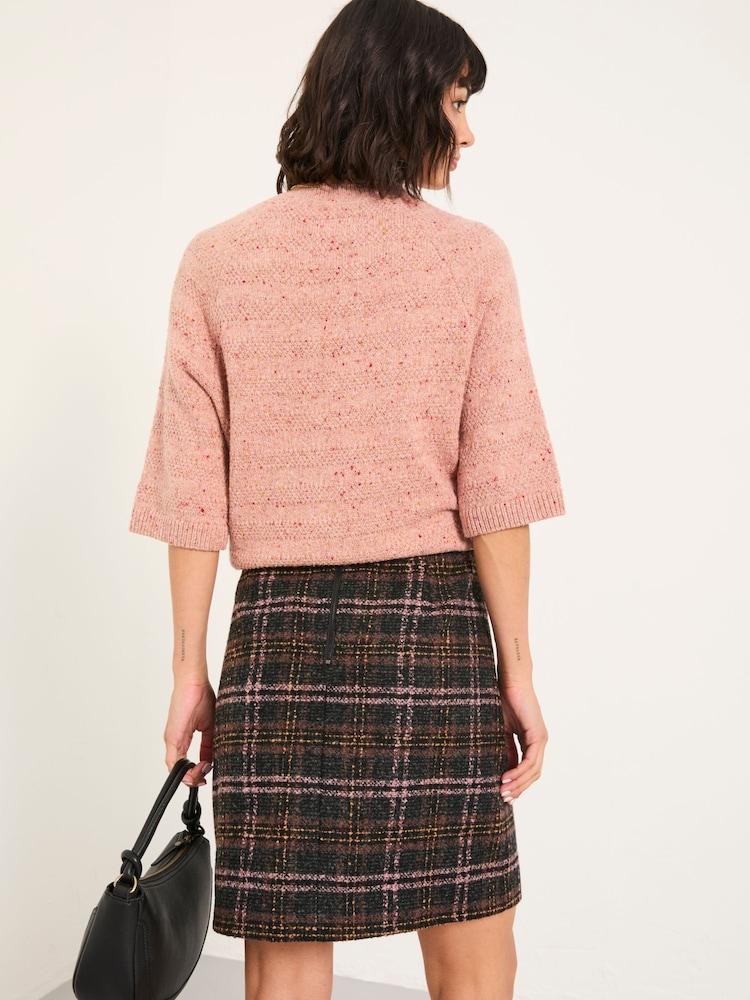 Fat Face Jess Navy Tweed Skirt