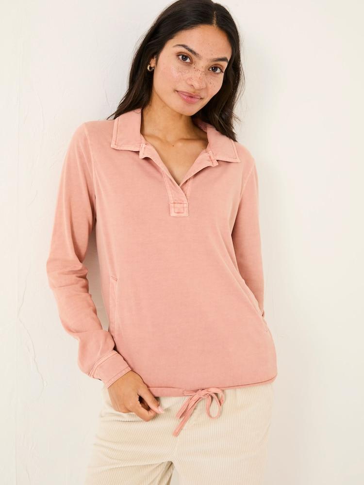 Fat Face Jess Nude Pink Popover Jersey Shirt