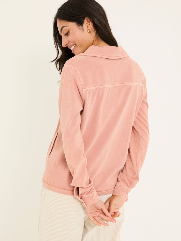 Fat Face Jess Nude Pink Popover Jersey Shirt