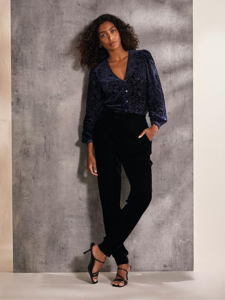 Fat Face Joelle Blue Burnout Blouse