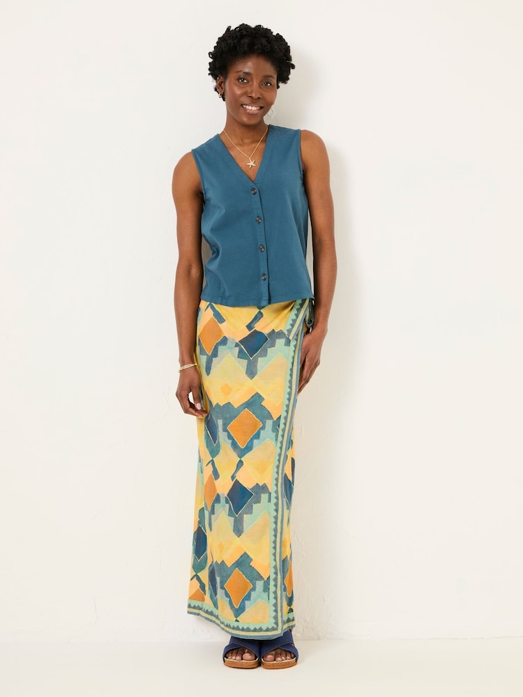 Fat Face Joni Dark Teal Blue Jersey Waistcoat