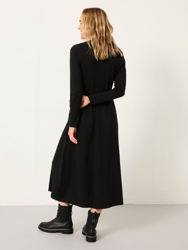 Fat Face Jonie Black Petite Jersey Midi Dress