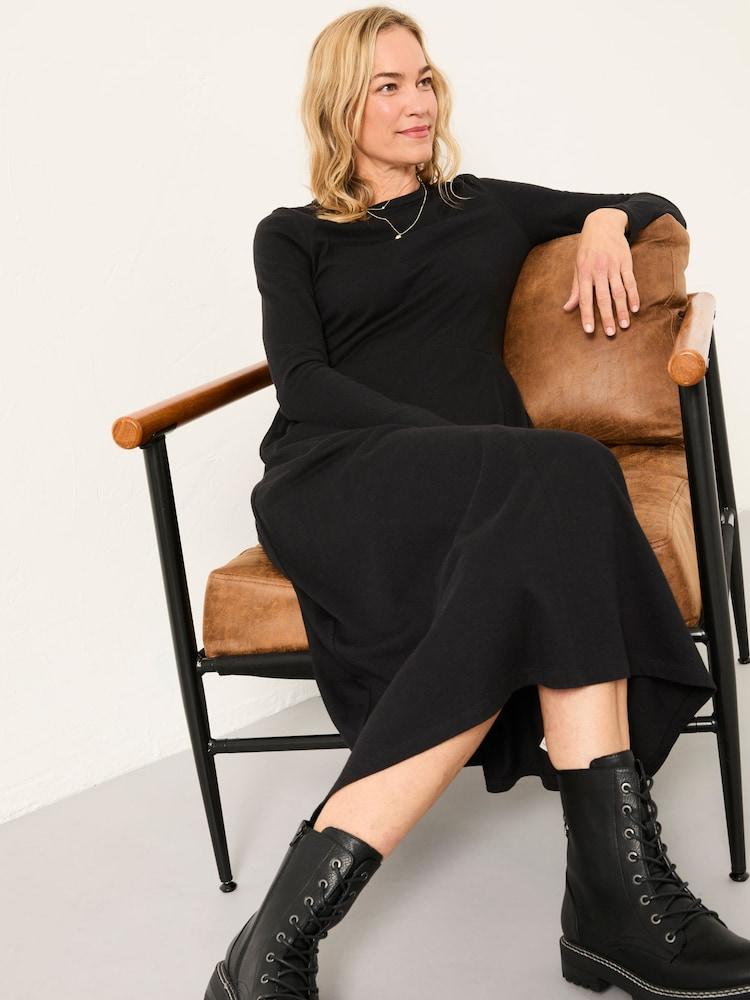 Fat Face Jonie Black Regular Jersey Midi Dress