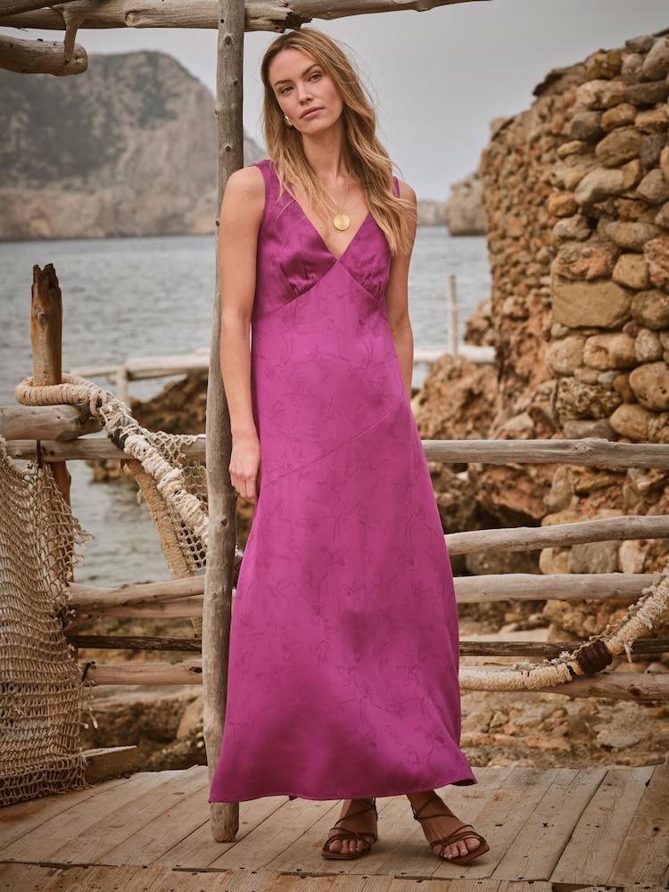 Fat Face Josephine Purple Slip Dress