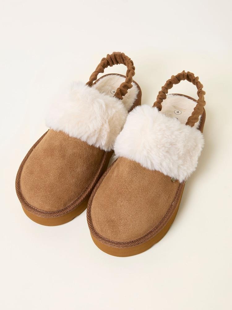 Fat Face Josie Tan Brown Back Strap Mule