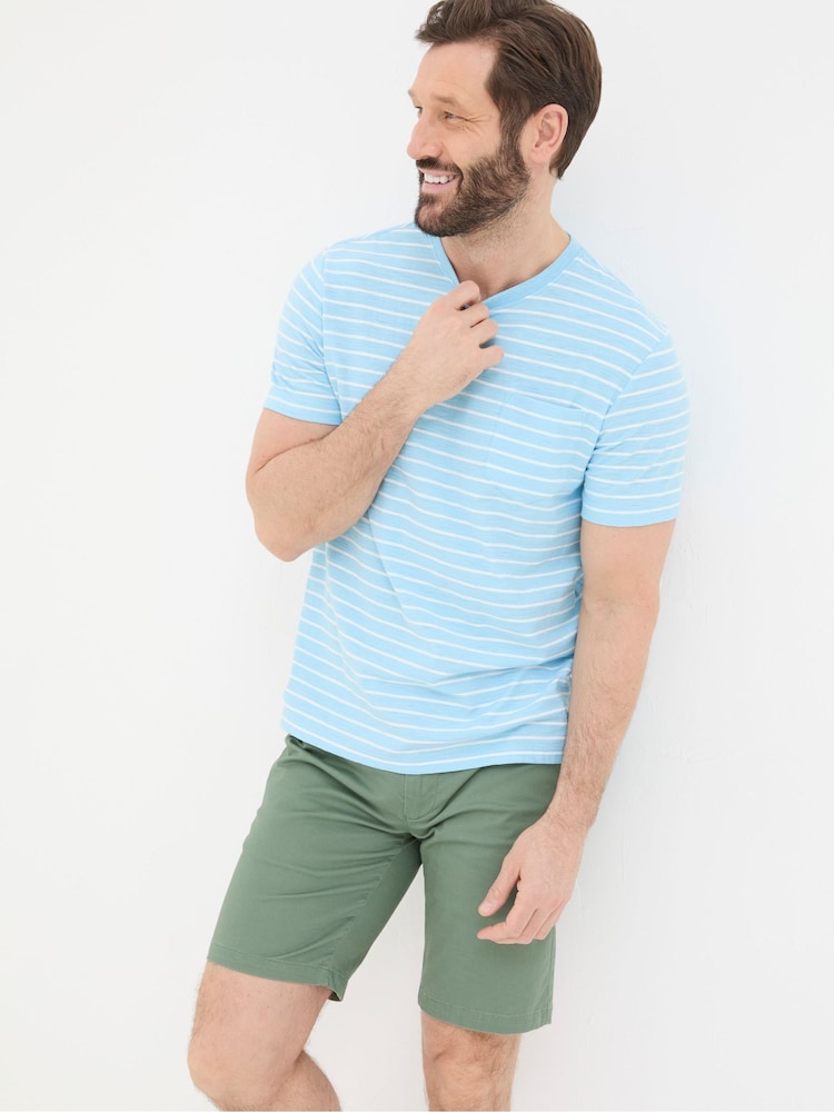 Fat Face Judes Blue Painted Stripe T-Shirt