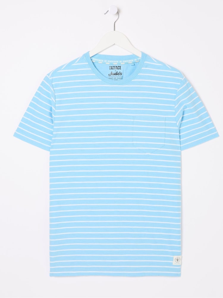 fat face Judes Blue Painted Stripe T-Shirt
