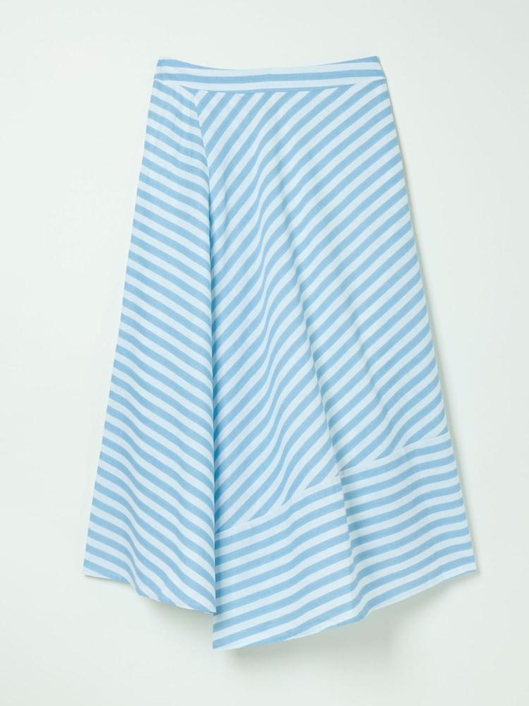 fat face Judes Blue Robyn Striped Midi Skirt