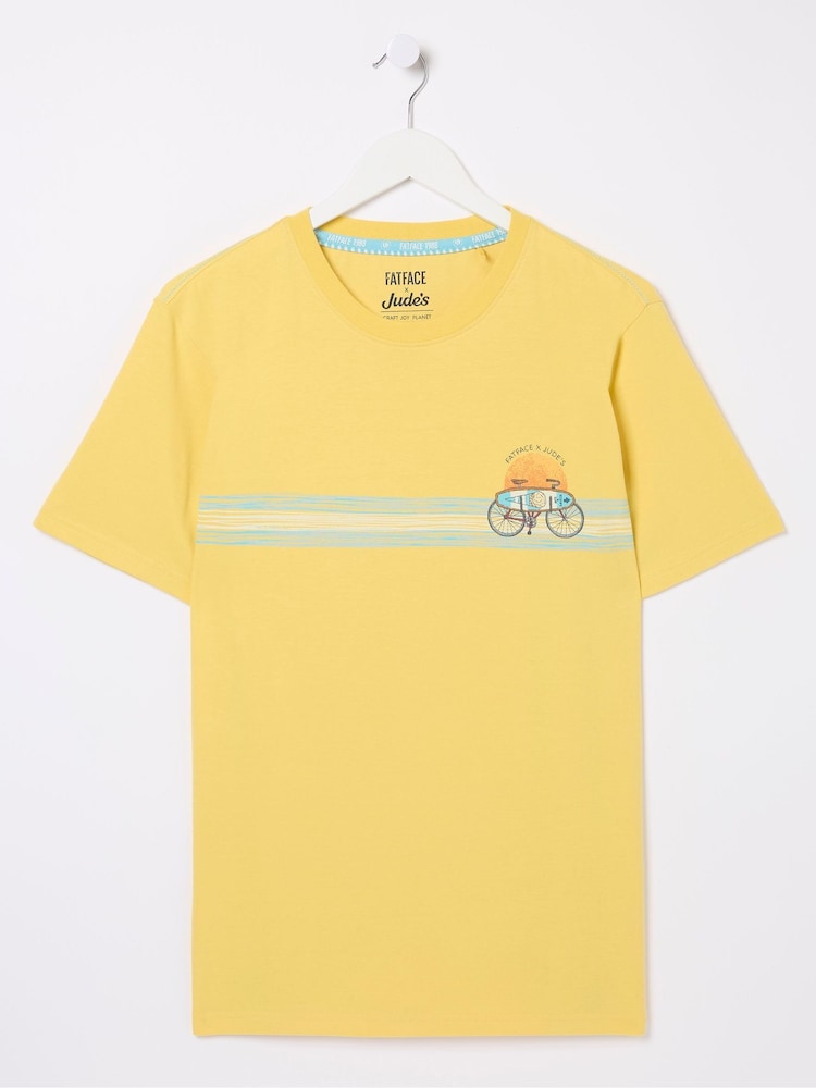 fat face Judes Yellow Chest Stripe T-Shirt