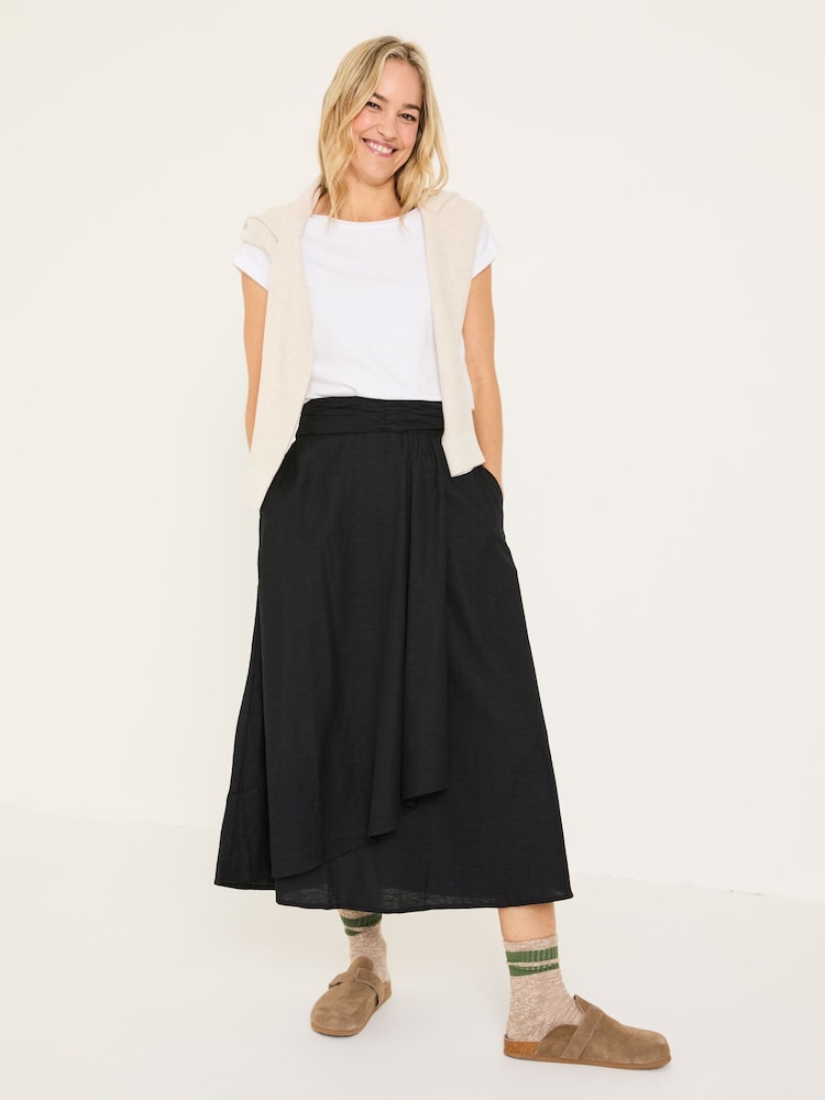 Fat Face Juni Black Midi Skirt