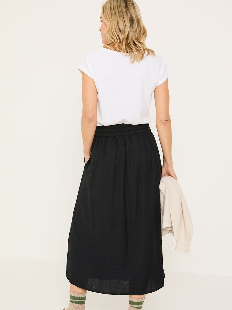 Fat Face Juni Black Midi Skirt