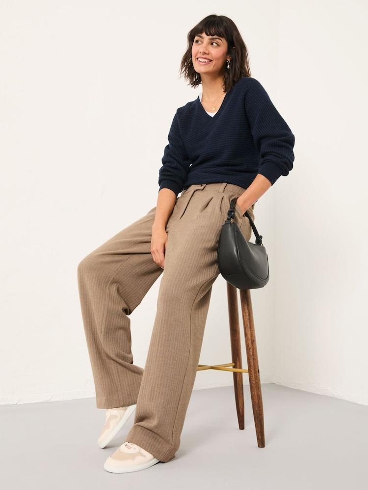 Fat Face Juno Dark Natural Herringbone Trousers