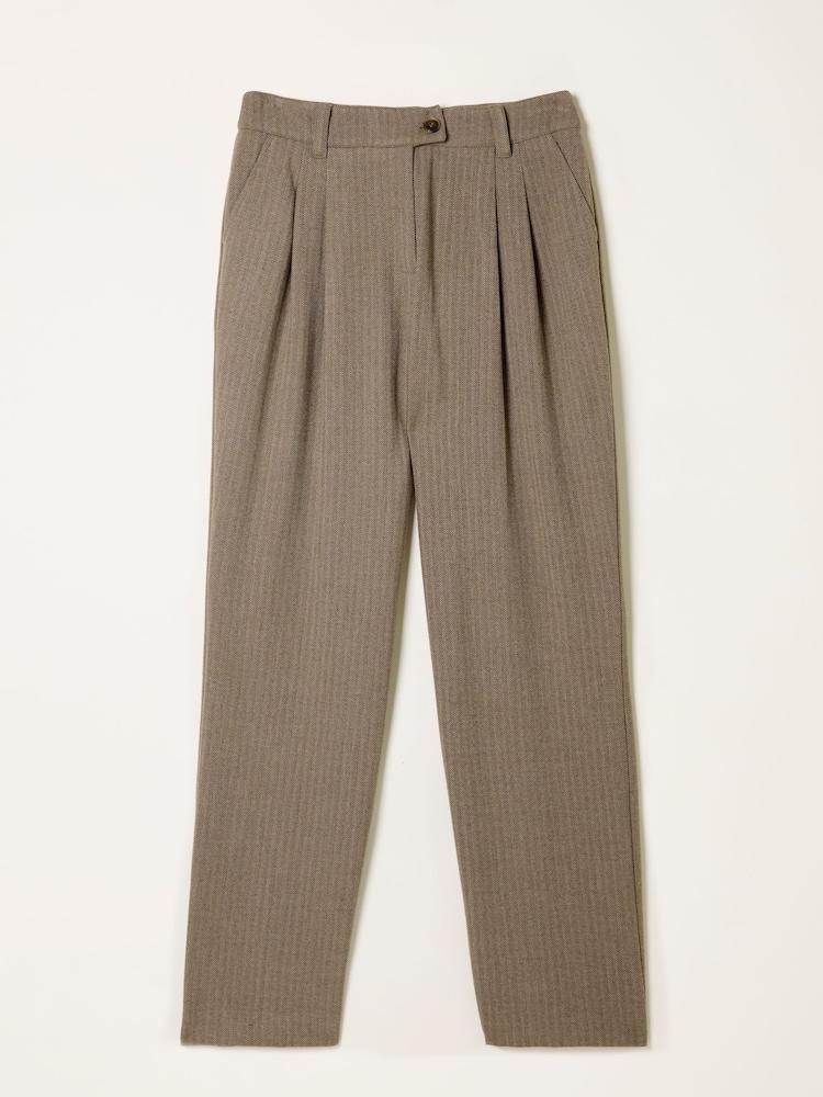 fat face Juno Dark Natural Herringbone Trousers
