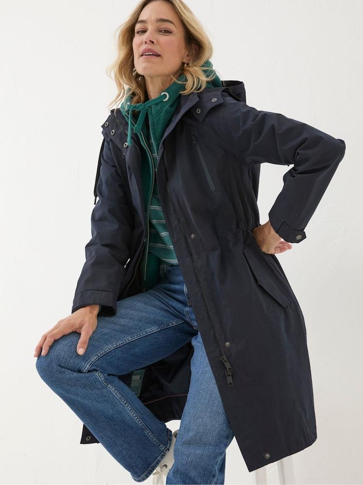 Fat Face Juno Navy Waterproof Long Coat