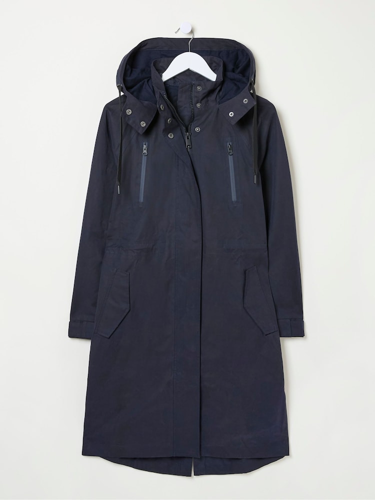 fat face Juno Navy Waterproof Long Coat