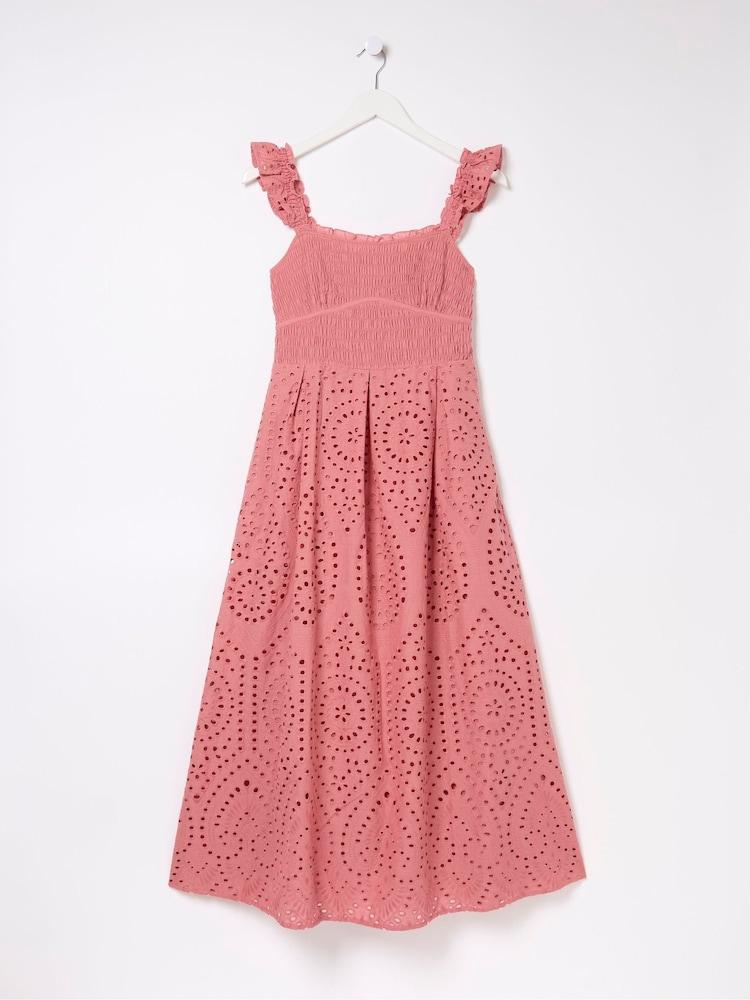 fat face Kadiri Pink Shirred Midi Dress