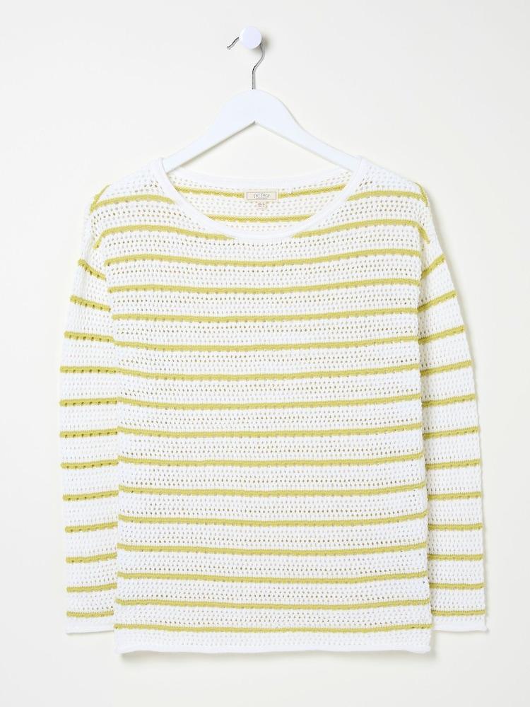 fat face Kalani Yellow Crochet Stripe Jumper