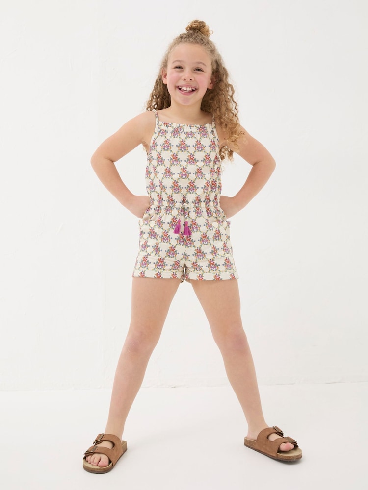 Fat Face Kari Natural Floral Print Playsuit