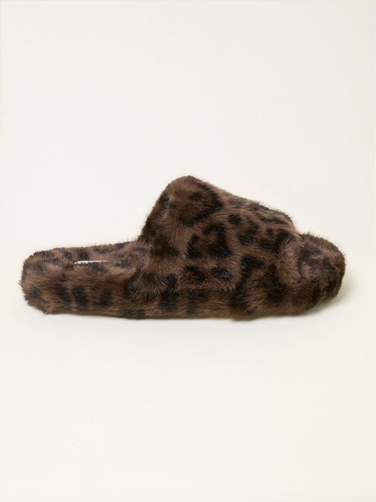 Fat Face Kat Black Leopard Slipper