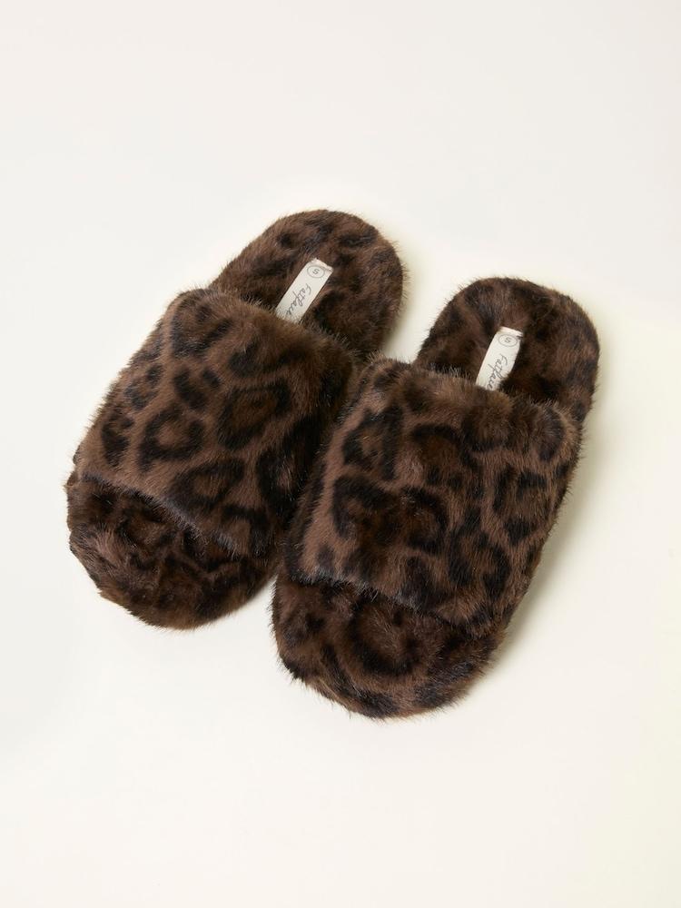 Fat Face Kat Black Leopard Slipper