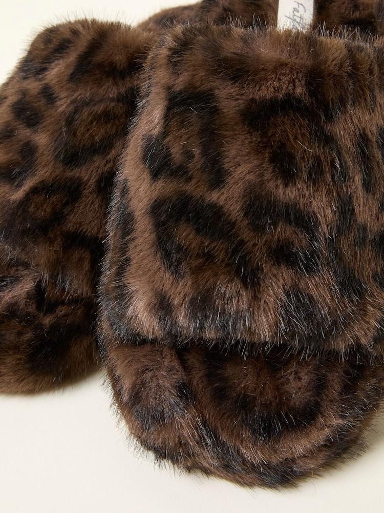 fat face Kat Black Leopard Slipper