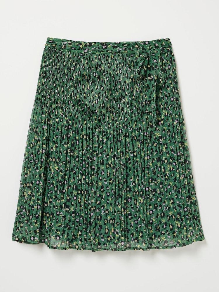 fat face Kayleigh Green Floral Marks Pleated Skirt