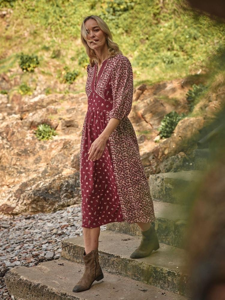 Fat Face Kelly Red Wild Ditsy Midi Dress