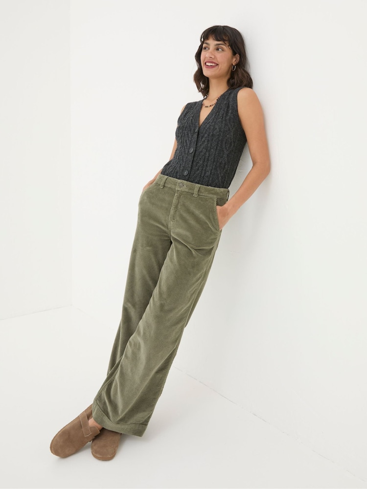 Fat Face Kendall Green Cord Trousers