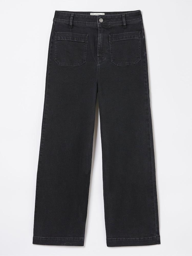 fat face Keswick Black Wide Leg Crop Jeans