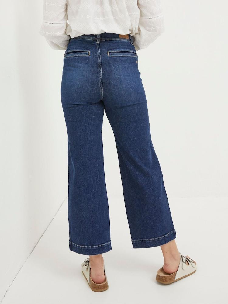Fat Face Keswick Blue Wide Leg Crop Jeans