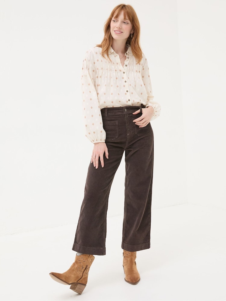 Fat Face Keswick Brown Wide Leg Crop Jeans