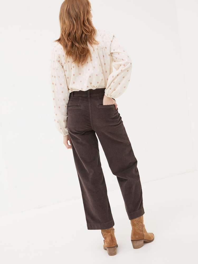 Fat Face Keswick Brown Wide Leg Crop Jeans