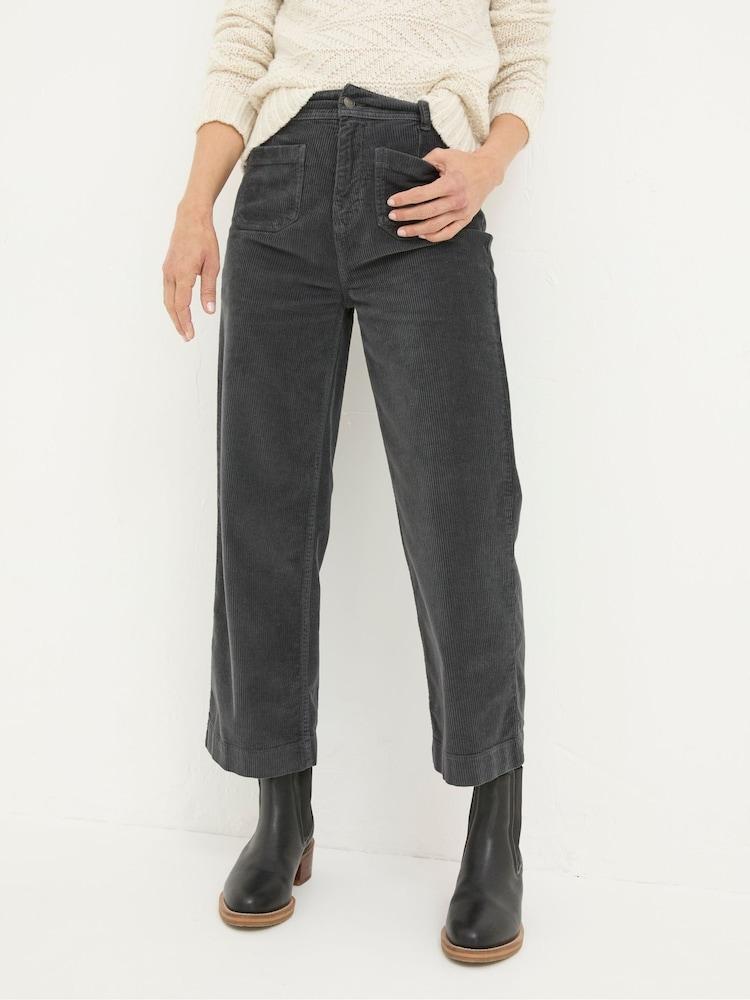 Fat Face Keswick Charcoal Grey Wide Leg Crop Jeans