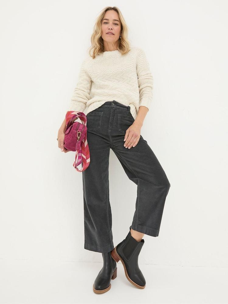 Fat Face Keswick Charcoal Grey Wide Leg Crop Jeans