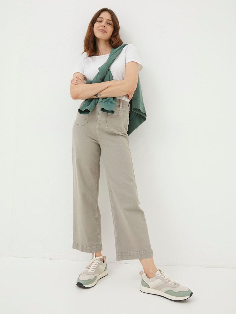 Fat Face Keswick Natural Wide Leg Crop Jeans