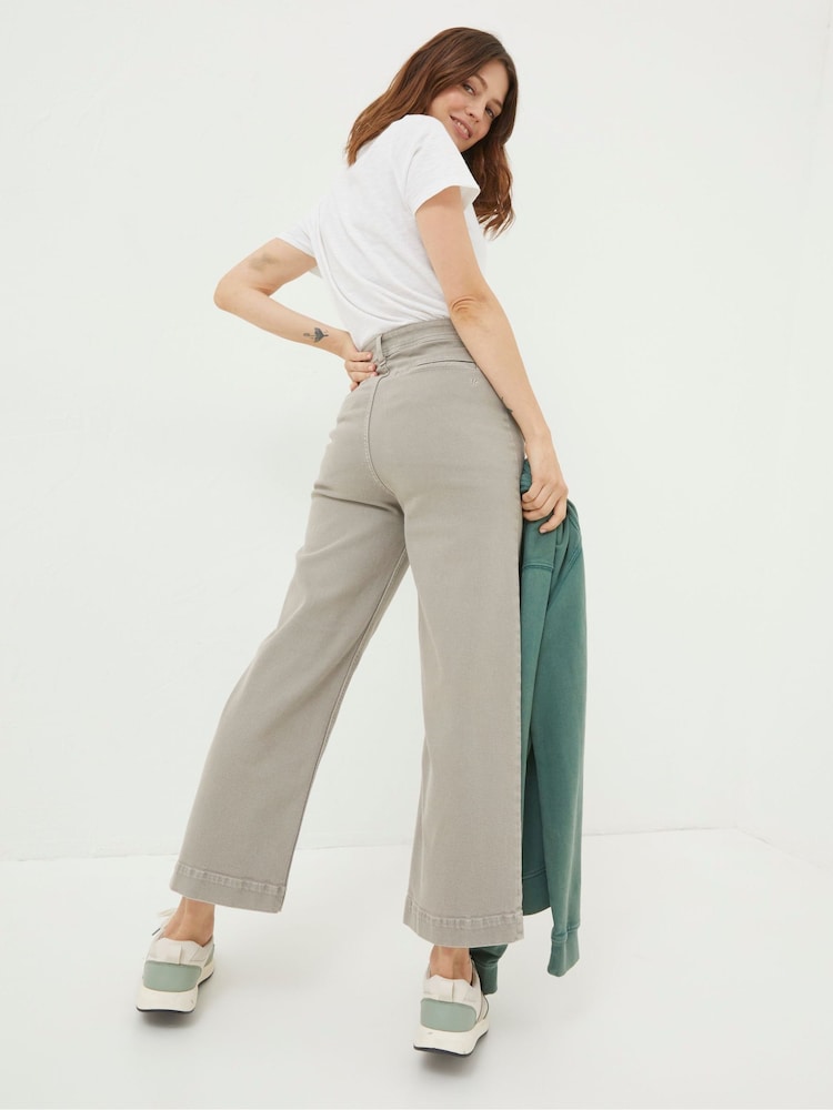 Fat Face Keswick Natural Wide Leg Crop Jeans