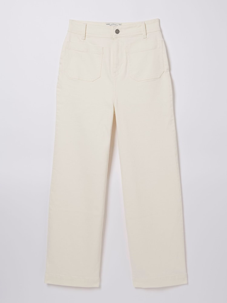 fat face Keswick White Wide Leg Cropped Jeans