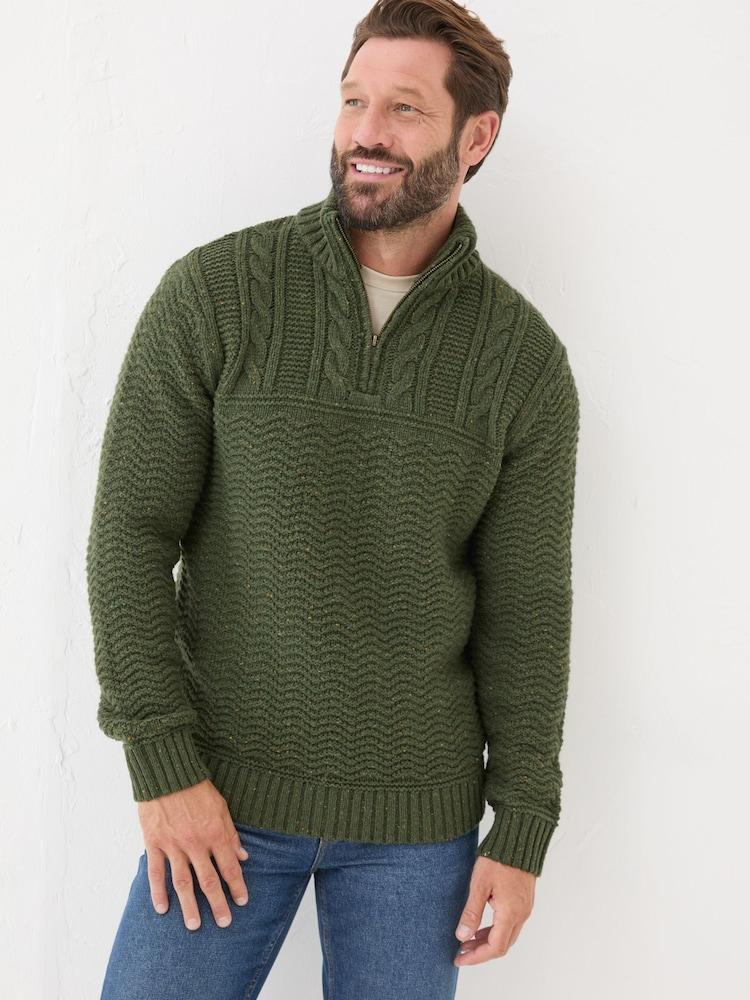 Fat Face Khaki Green Funtley Half Neck Jumper