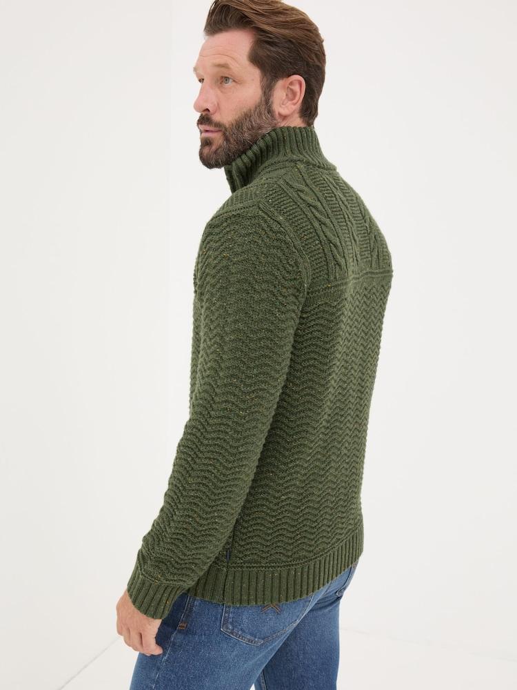 Fat Face Khaki Green Funtley Half Neck Jumper