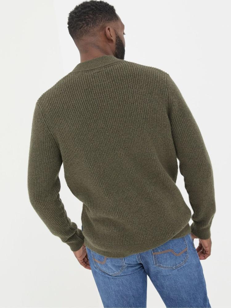 Fat Face Khaki Green Knitted Bomber Cardigans