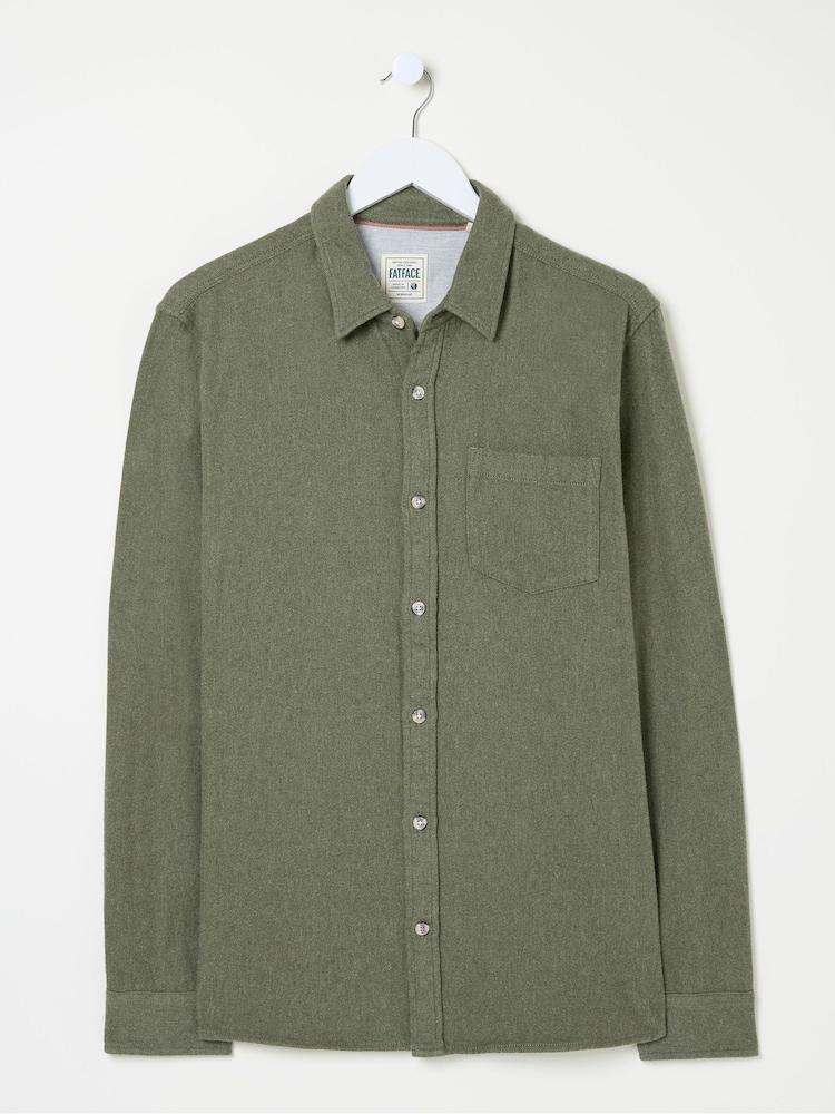 fat face Khaki Green Long Sleeve Brushed Shirt