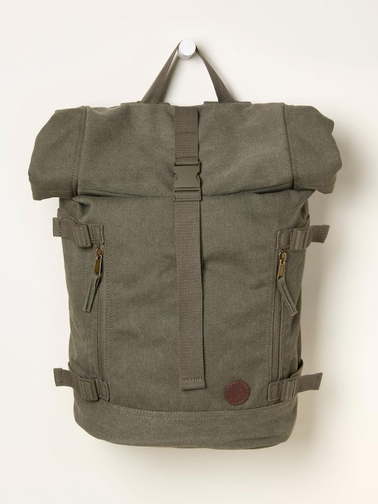 Fat Face Khaki Green Roll Top Backpack