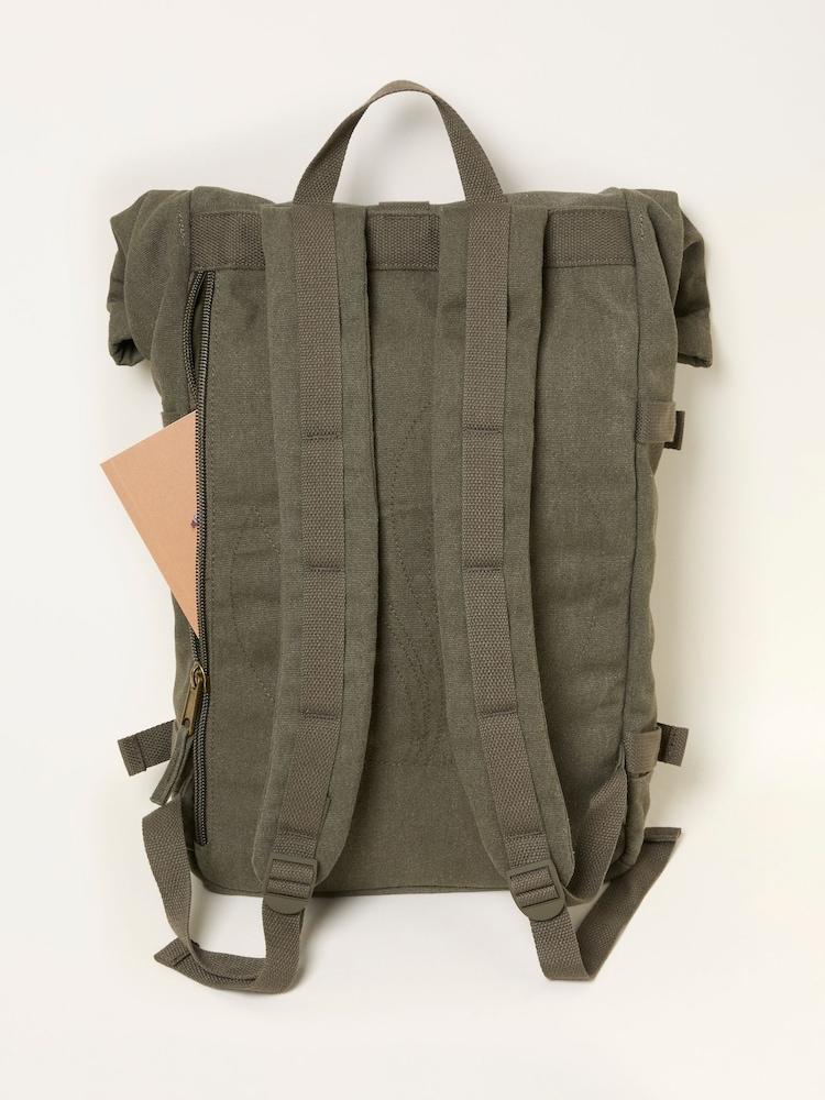 Fat Face Khaki Green Roll Top Backpack