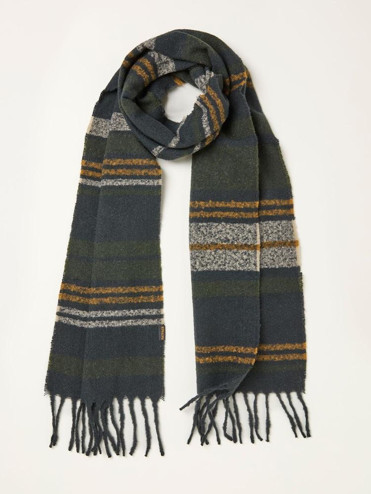 Fat Face Khaki Green Stripe Scarf